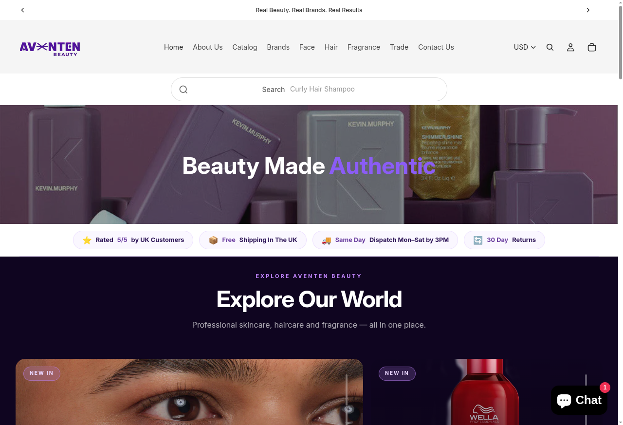 Aventen Beauty Shopify Store